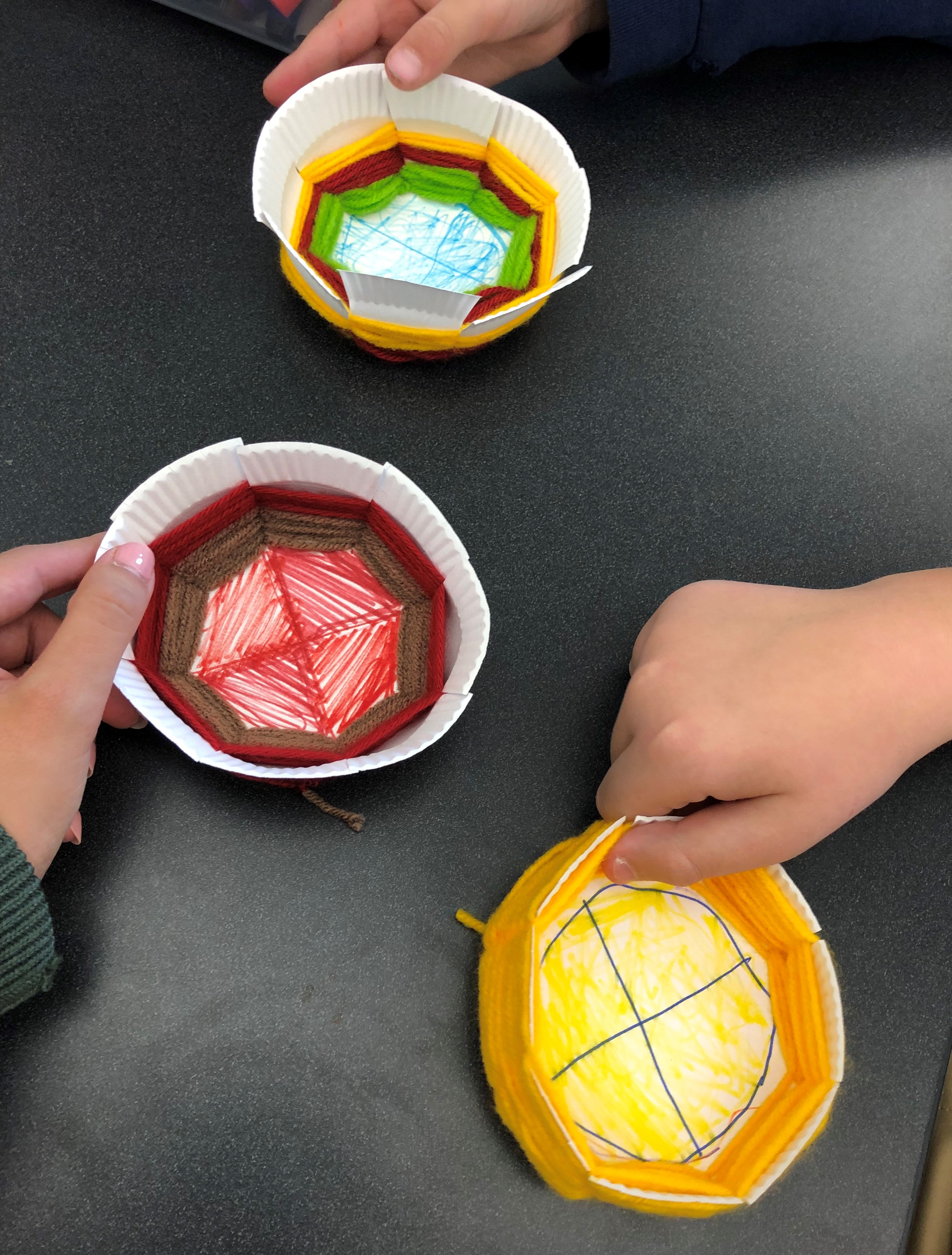 yarn and paper woven bowls