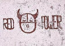 Text in red paint reads "Red Power." Between words is a human head with horns
