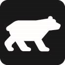 A graphic of a bear on a black background