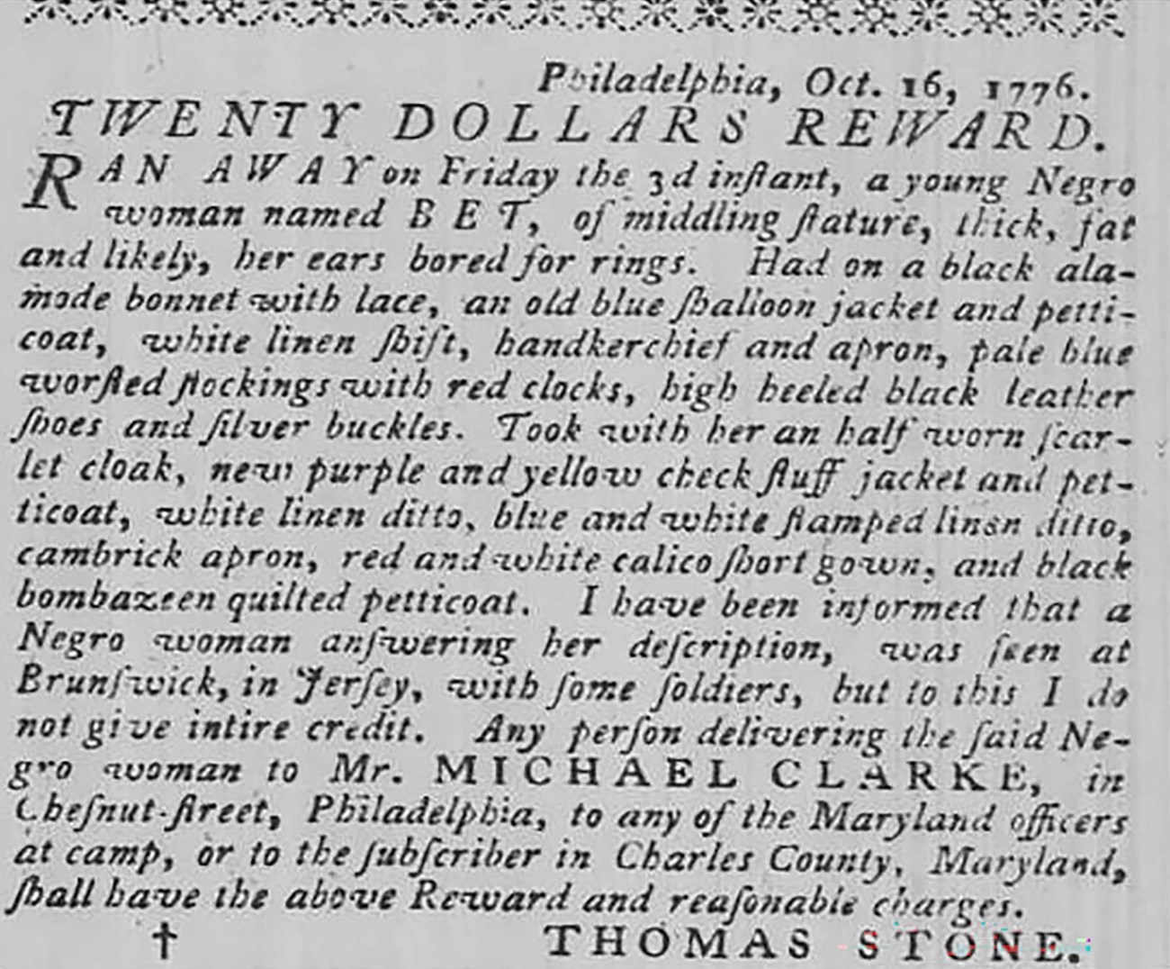newspaper ad with black text on white background
