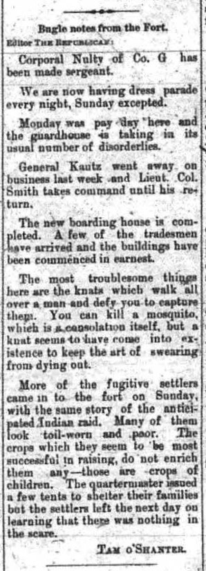 Black and white cropped photo of a newspaper column.