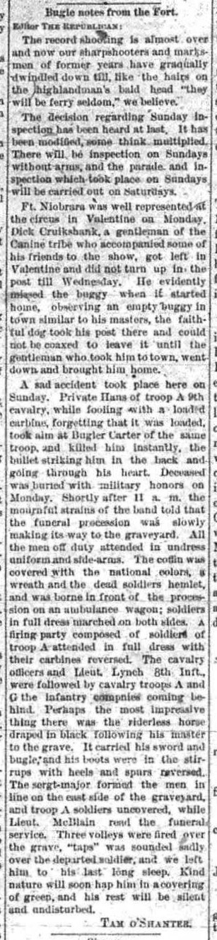 Black and white cropped photo of a newspaper column.