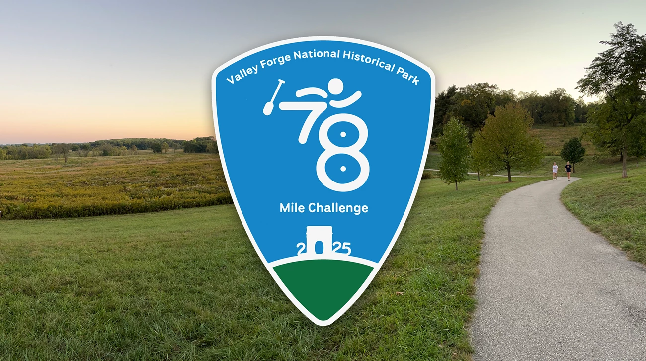 2025 Logo Cover Photo blue crest stylized white text shaped as 78 and person running, paddle, and bike wheels