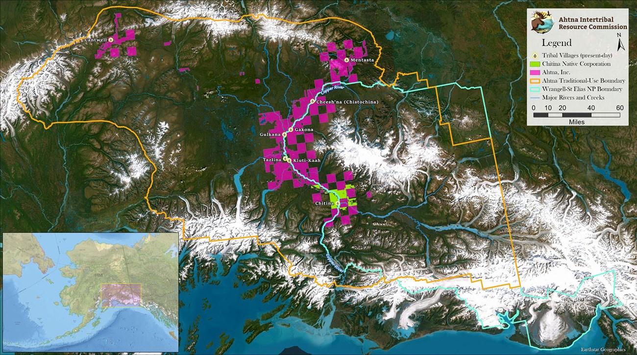 A map of the study area with land ownership and park boundary.