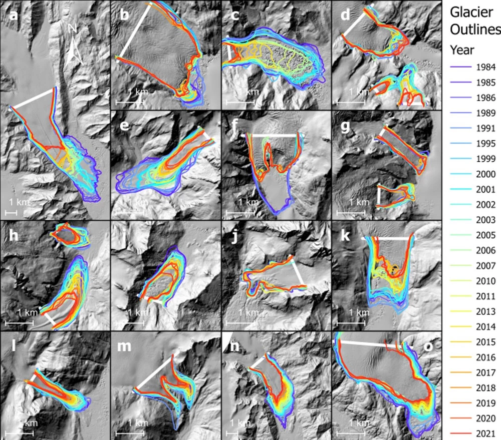 Fig5_Glacial extents Black and Kurtz 2022_web A mosaic of glaciers and changes in extent.