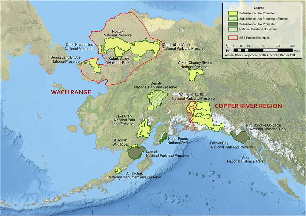 NPS-SES-layout_web A map of Alaska with the location of parklands and highlighted case studies.