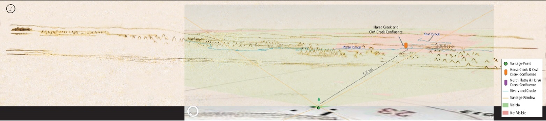 Quesenbury sketch The same sepia tone image as above with green and red overlays