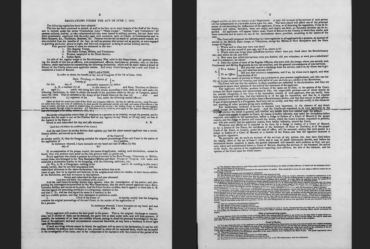 RegulationsOfActOf1832 Two printed pages outlining the regulations under the Act of June 7, 1832