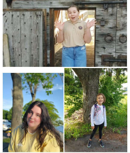 Photo of Louisa Morgan (top), Ivory Roman (bottom right), and Sarah Westcott (bottom left) posing and smiling outdoors.