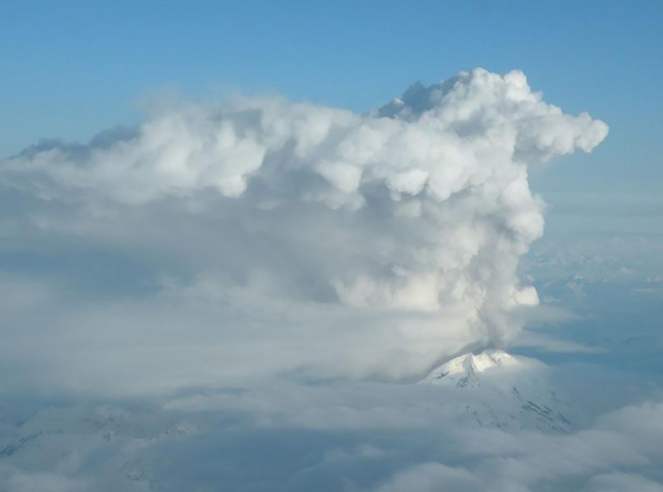 volcano with ash cloud