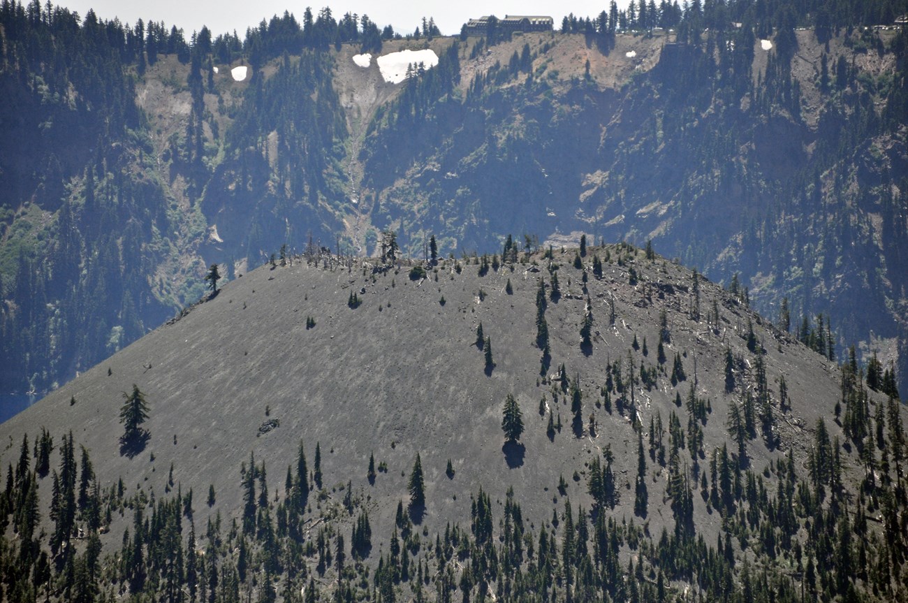 Wizard Island cinder cone in Crater Lake. Crater Lake National Park, Oregon.