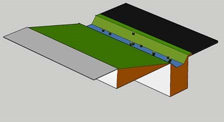Digital illustration of a swale designed to capture water Digital illustration of a swale designed to capture water. Water is channeled into the bottom of a ditch, which then transports the water downhill. The whole thing is covered in vegetation or grass.