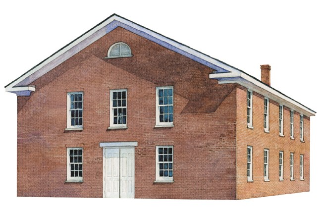 Wesleyan Chapel Illustration of a large brick building
