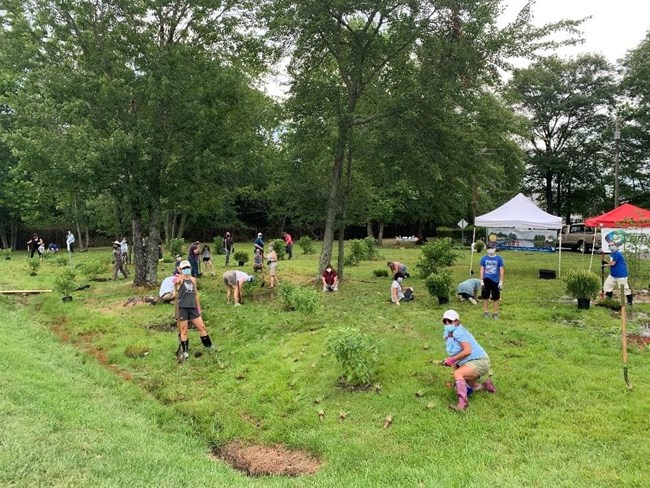 Volunteers at a 2020 Green Infrastructure event.  Photo courtesy of CU Maurice River.