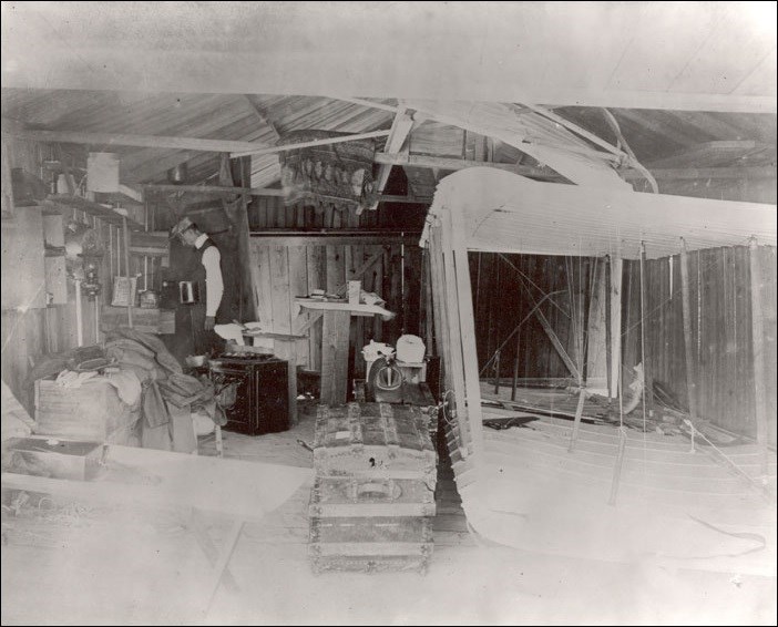 Interior of the Wright brothers' shed/living quarters, 1902. Interior of the Wright brothers' shed/living quarters, 1902.