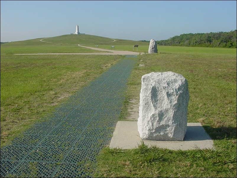 First flight markers made from white stone. First flight markers made from white stone.