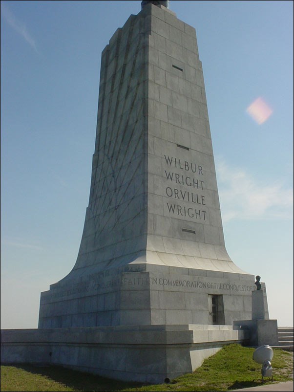 Wright brothers' monument today, made from stone. Wright brothers' monument today, made from stone.