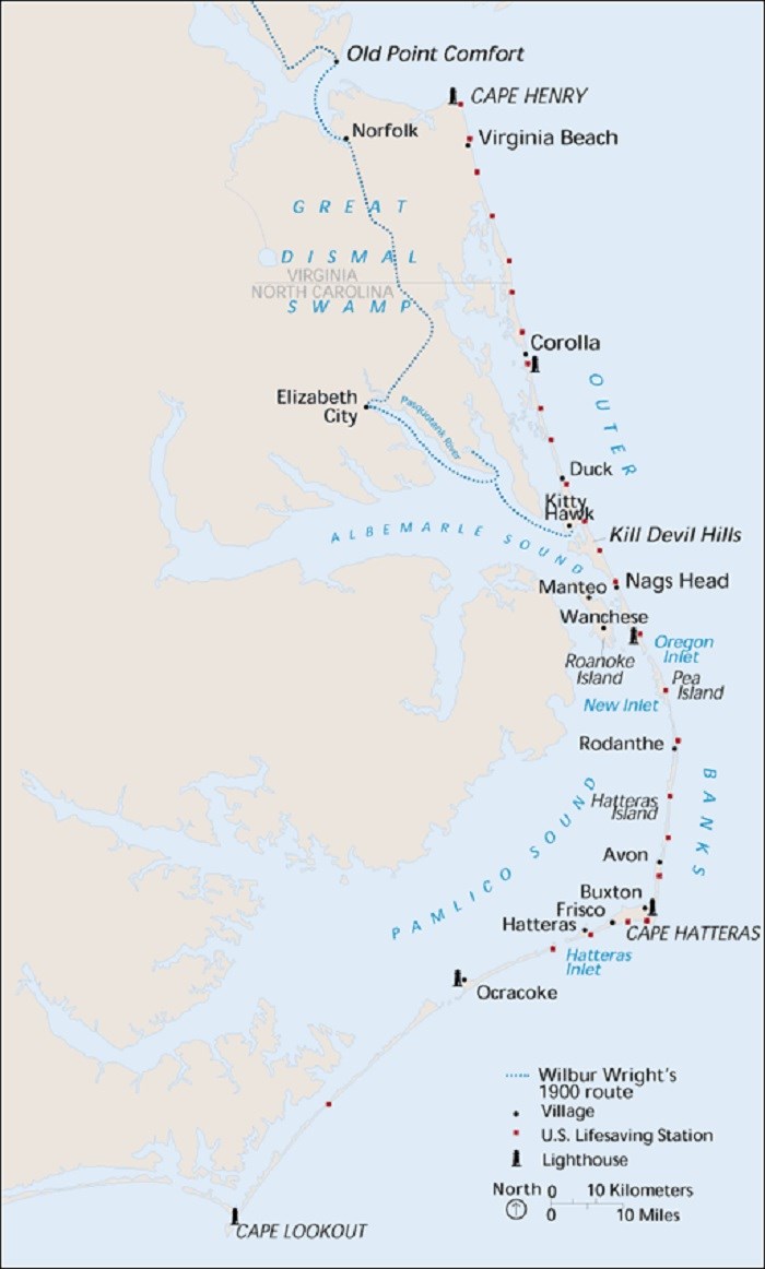 Map of Outer Banks, North Carolina and surrounding region. Map of Outer Banks, North Carolina and surrounding region.