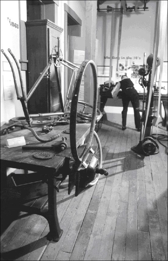 Interior of The Wright Cycle Company with bicycle. Interior of The Wright Cycle Company with bicycle.