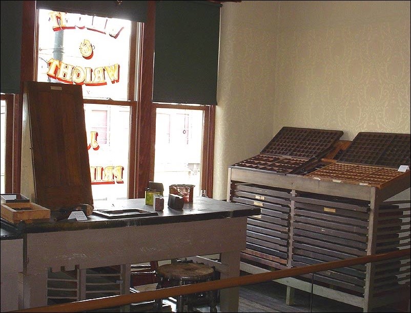 Interior of the Hoover block print shop. Interior of the Hoover block print shop.