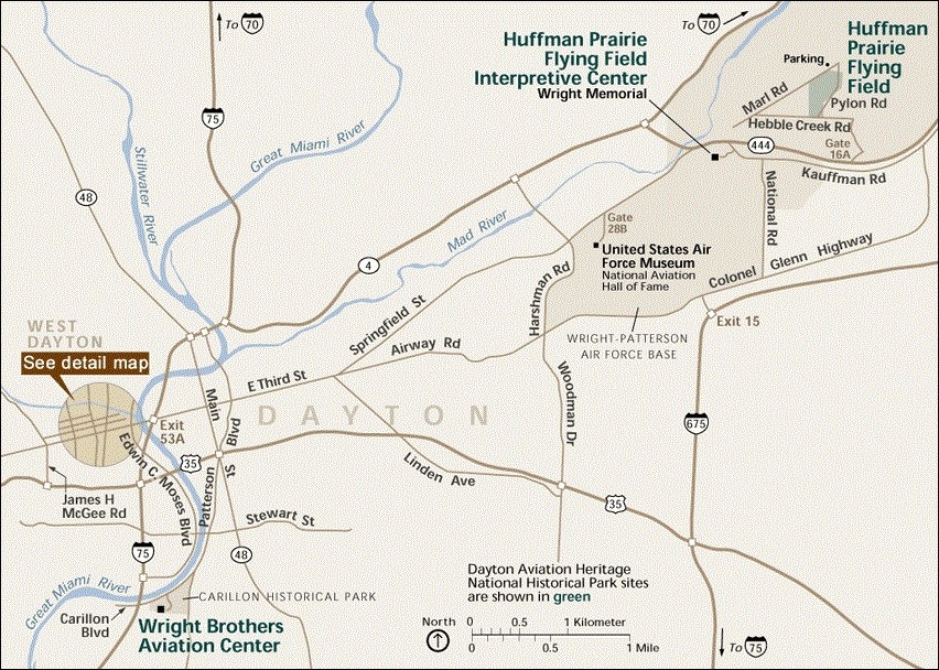 Map of Dayton aviation center. Map of Dayton aviation center.