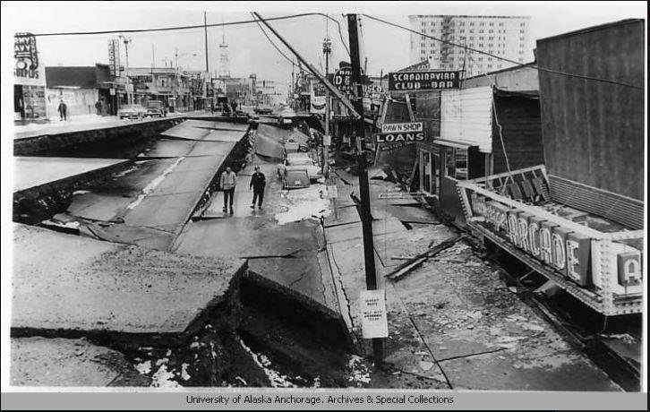 damaged buildings and fallen powerlines