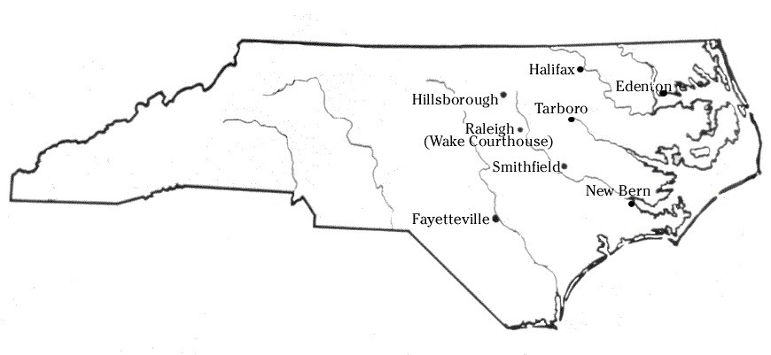 Map of North Carolina.