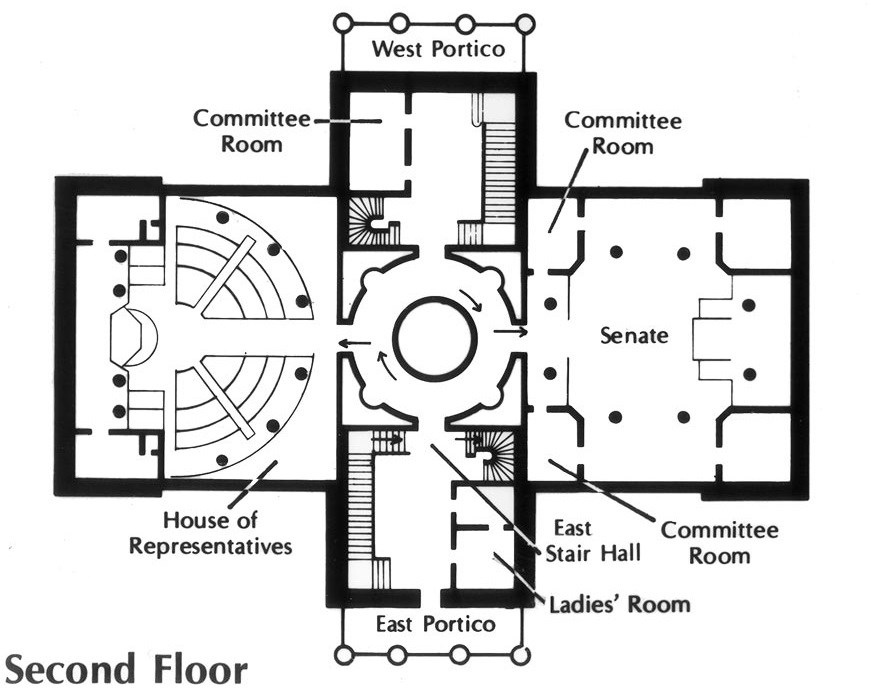 North Carolina State Capitol, second and third floor plans. North Carolina State Capitol, second and third floor plans.
