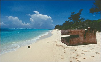 Large piece of metal on a beach.