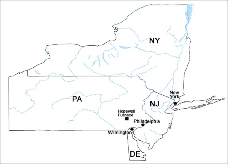 Pennsylvania and surrounding region. Map of Pennsylvania and surrounding region.