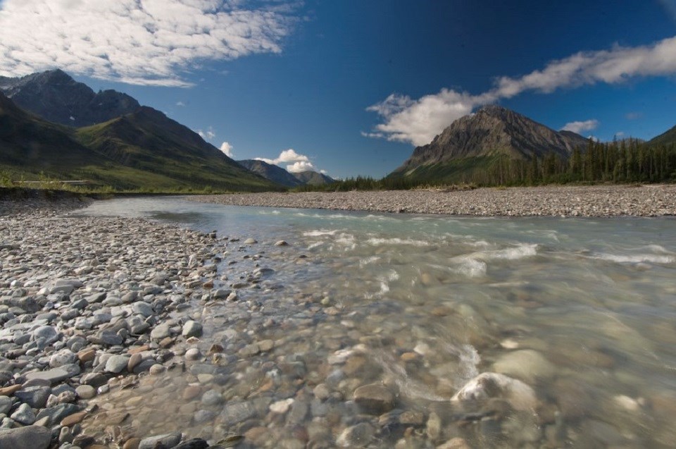 A creek running towards the Gates of the Arctic Pass