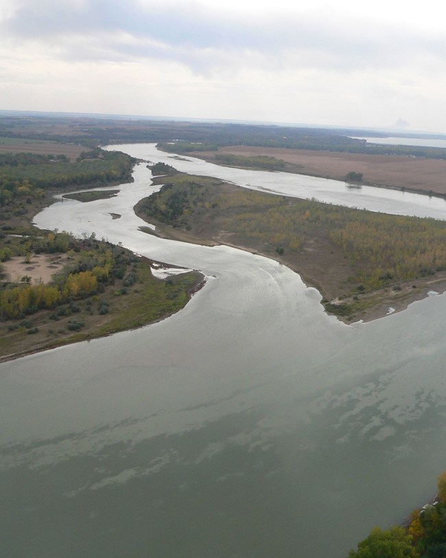 river bend and island