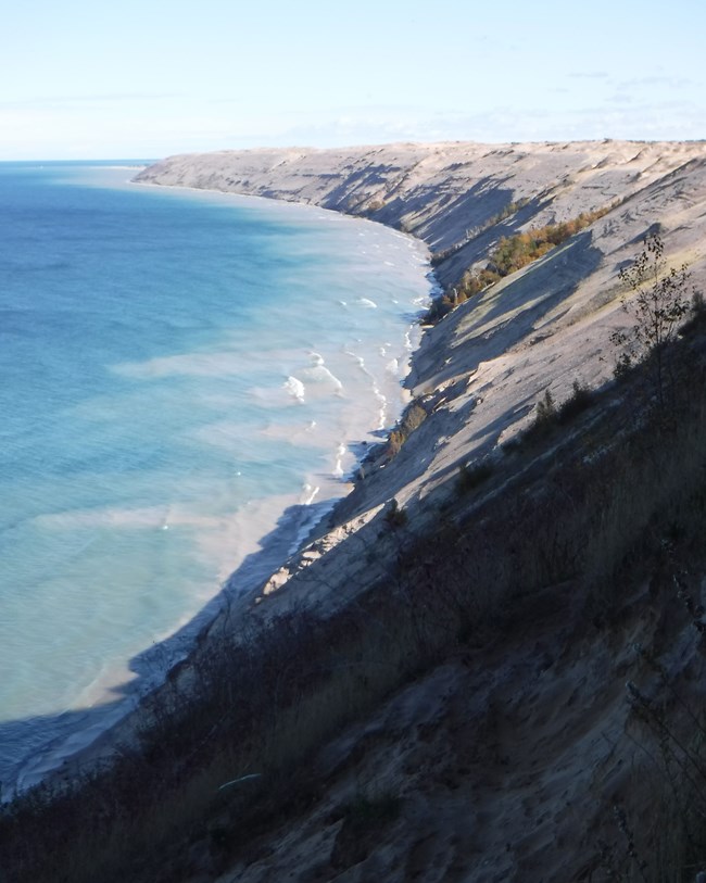 dunes form steep lakeshore