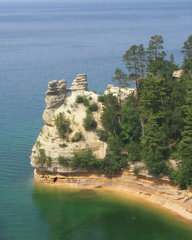 rock outcrop on lakeshore