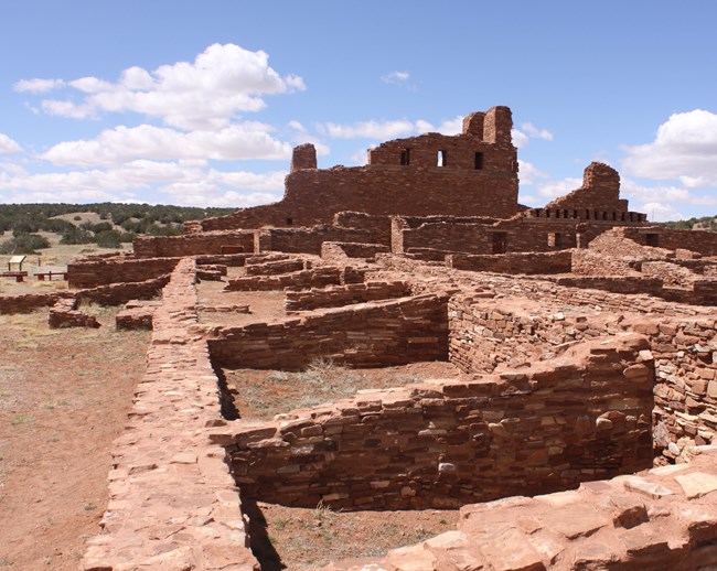 Stone walls and foundations of mission