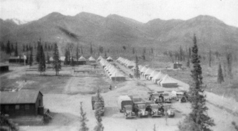 rows of tents on a mountainside