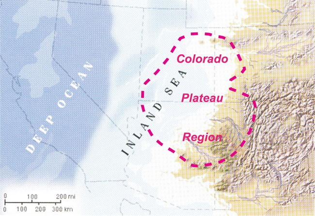 map of southwest united states with ancient inland sea