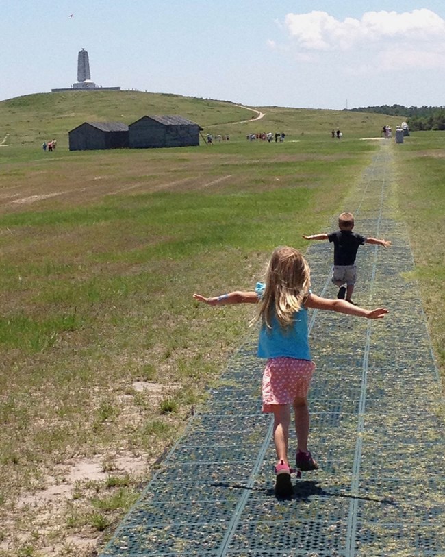 children running on flight-line