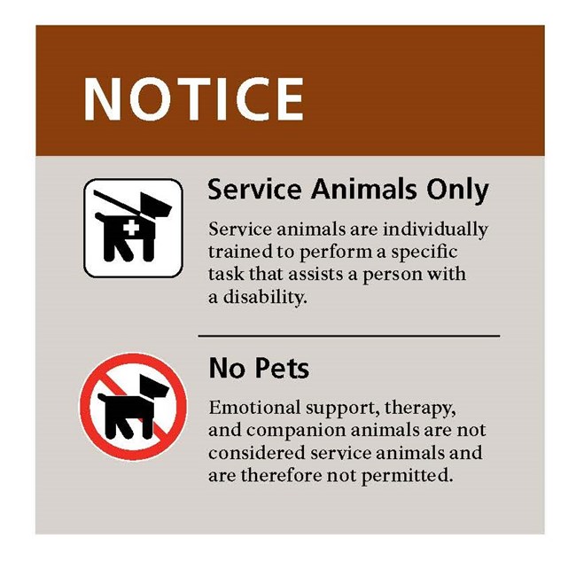 A graphic describing the difference between service animals and emotional support animals.