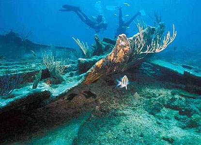 Divers explore the remains of the <i>Arratoon Apcar</i>.