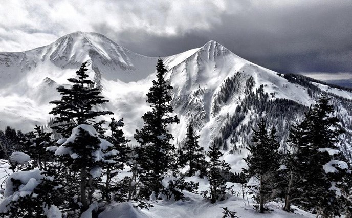 The snowy peaks of the La Sal Mountains near Moab.