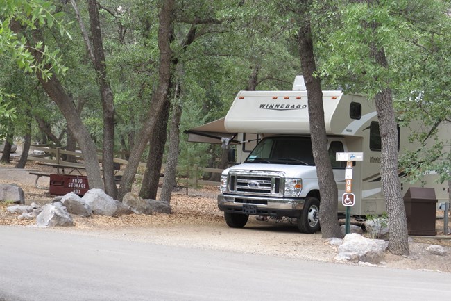 RV parked in campsite