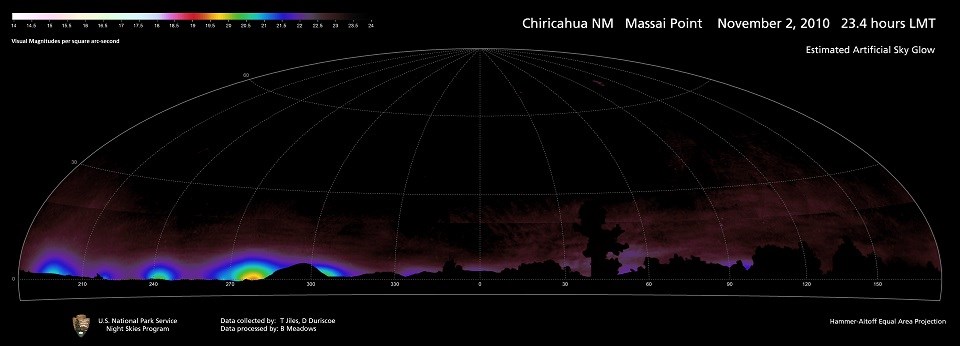 Special night sky imaging of only artificial light sources.