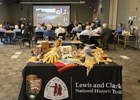 presentation table covered in historic items