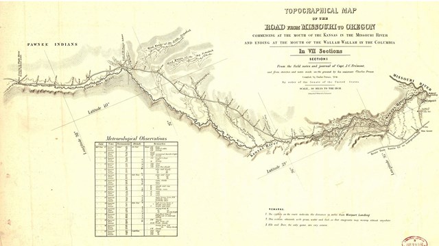 historic map of the Oregon Trail