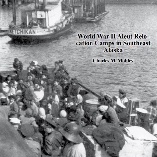 A historic scene of a boat's deck loaded with people. Across the bay sits a boat named 