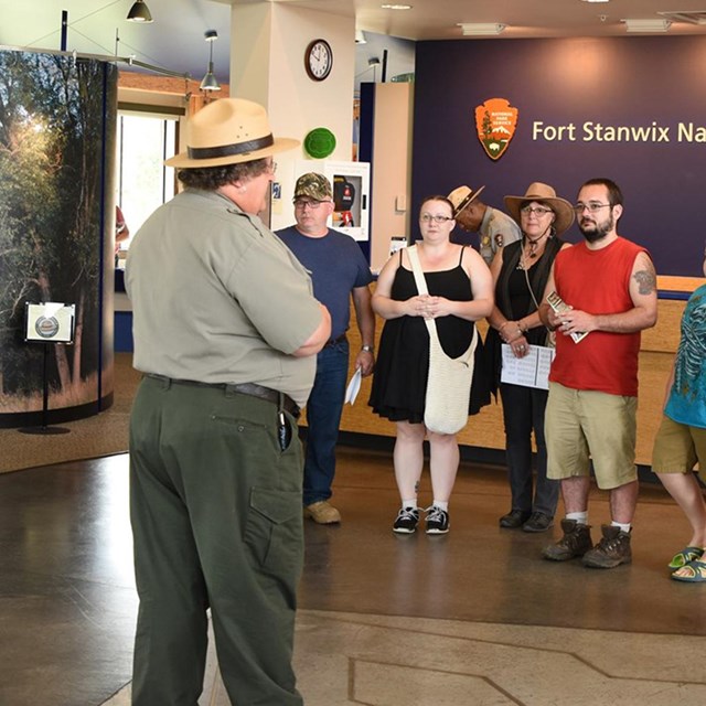 Dael gives a program at Fort Stanwix. NPS photo