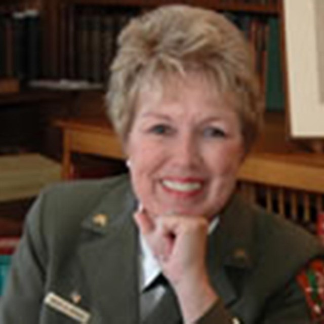 Portrait of Mary Bomar in uniform, looking into the camera