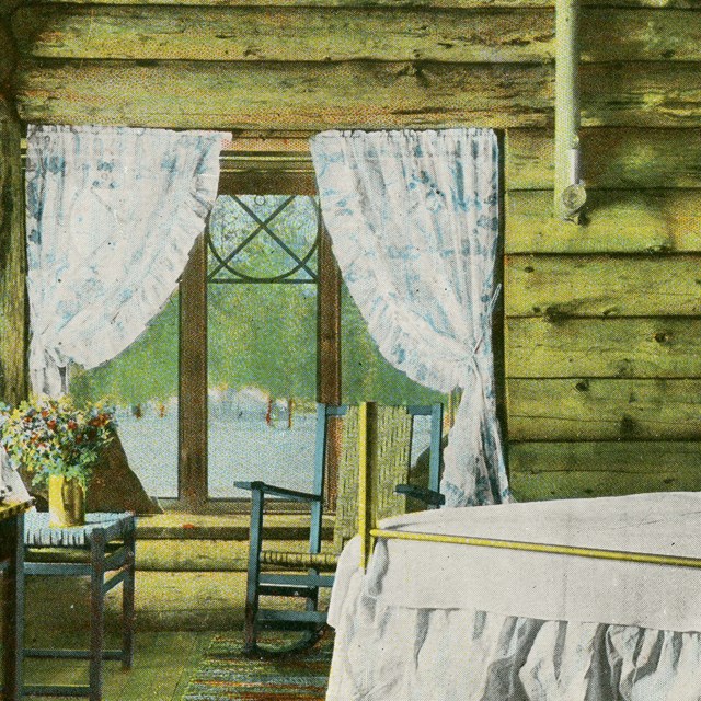 No. 167 - Old Faithful Inn Bed Room, Yellowstone Park (Postcard)