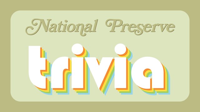 1970s-themed retro graphic with faded green colors that reads: National Preserve trivia.